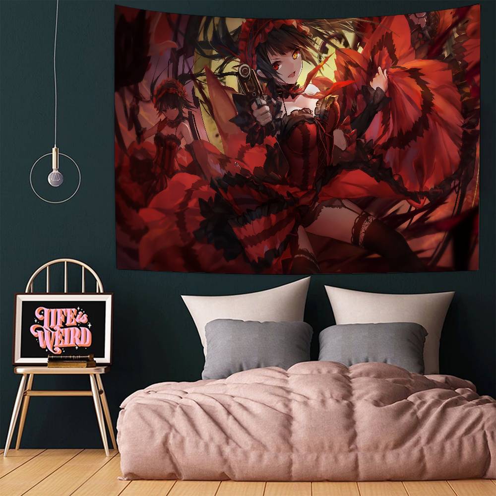 Tokisaki Kurumi Cartoon Printed Large Wall Tapestry Art Science Fiction Room Home Decor Decor Blanket