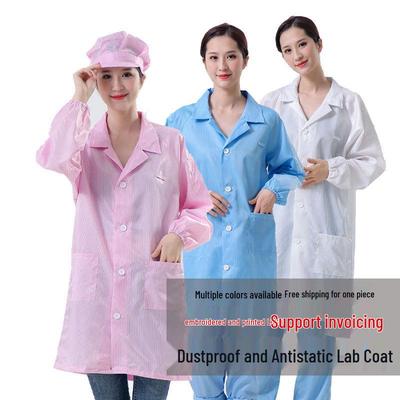 Anti-Static Long Sleeve Lab Coat, 0.5mm Striped Dustproof Workwear