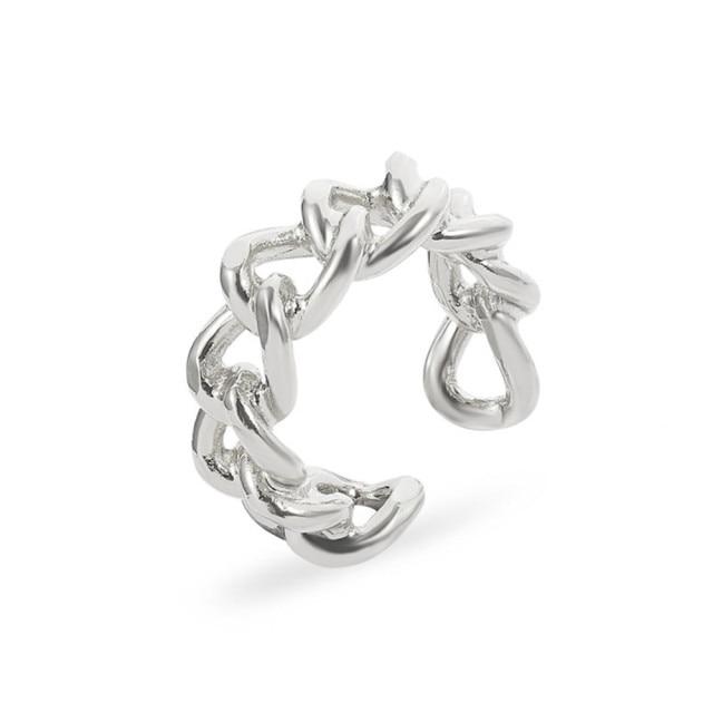 Hip Hop Rock Gold Color Chain Rings Set Girls Punk Geometric Sleek Minimalist Finger Rings Women Trend Jewelry Accessories Celebration Party Event