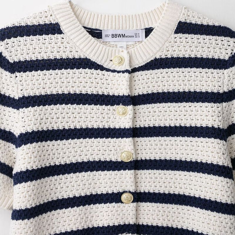 Kaslead New Women Clothes Western Style Fashion Simple and Versatile Texture Knit Cardigan