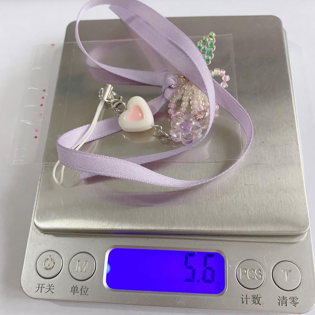 Cute Punk Girl Phone Pendant Versatile Handcrafted Backpack Accessory Handy Beaded Floral Charm Phone Lanyard Decoration
