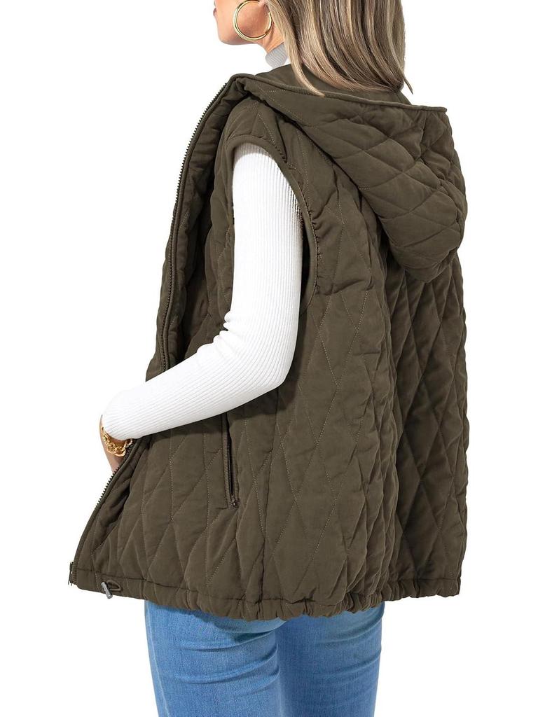 2024 Autumn/Winter Women's Hooded Cotton Vest Lightweight Gilet Warm Outerwear