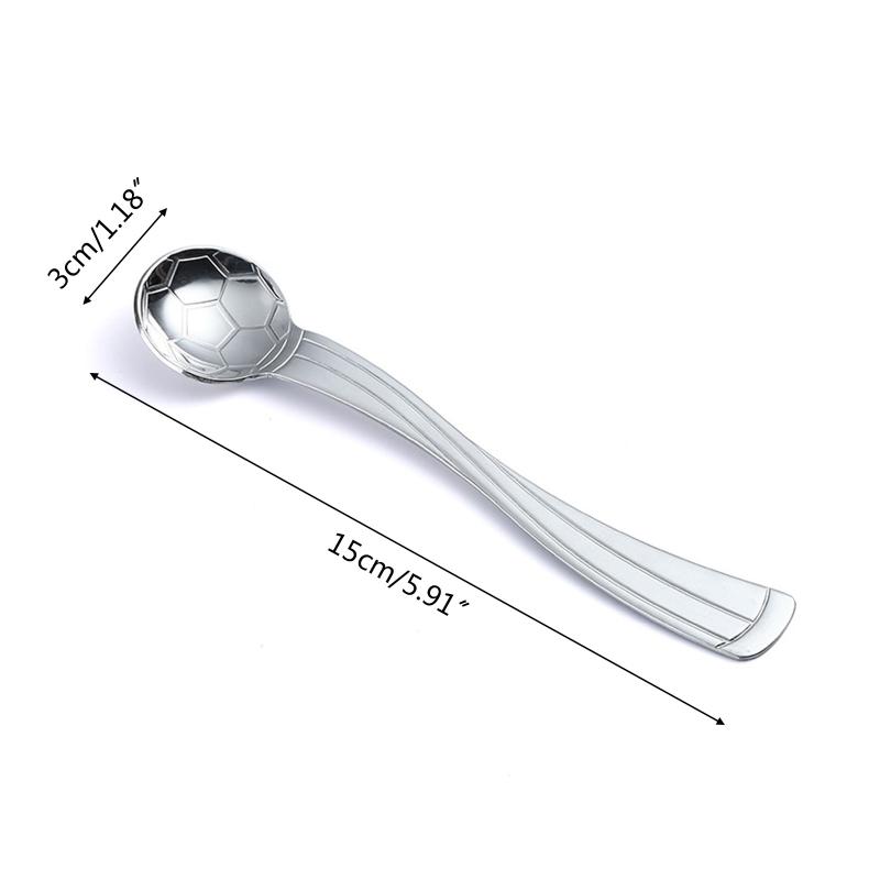 1/6Pcs Football Pattern Coffee Dessert Spoon Long Handle Stirring Spoons Stainless Steel Small Spoon Kitchen Accessorie
