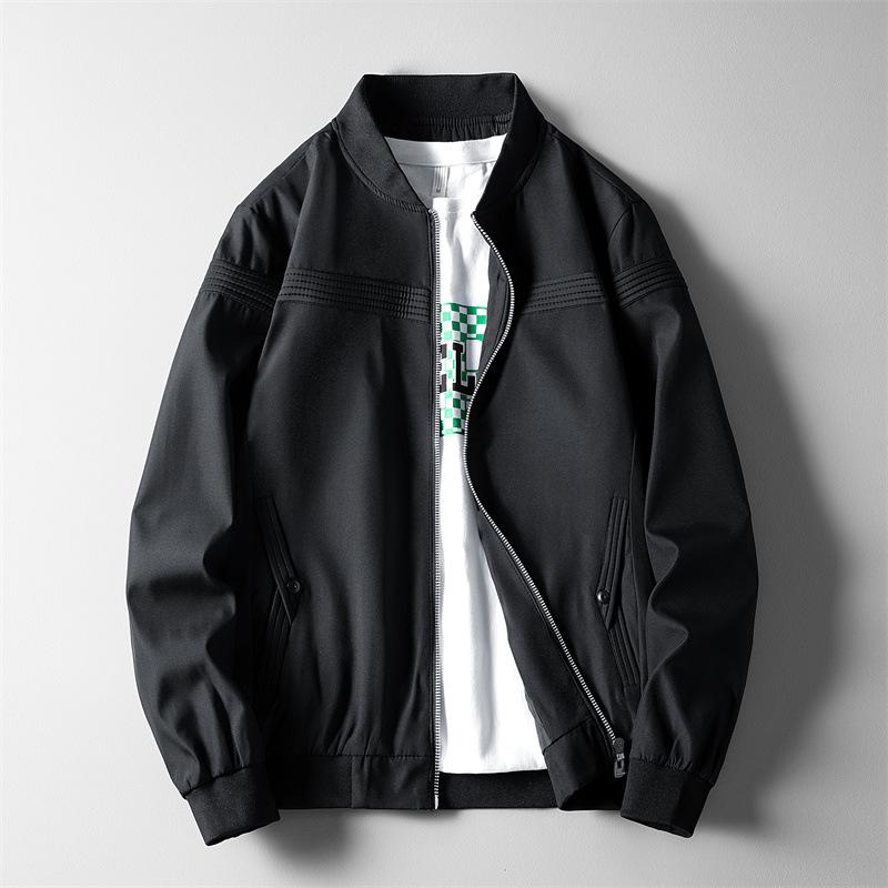 Men's Spring and Autumn Jacket Zipper Baseball Clothing Solid Color Tops Outdoor Windproof Jacket Office Jacket