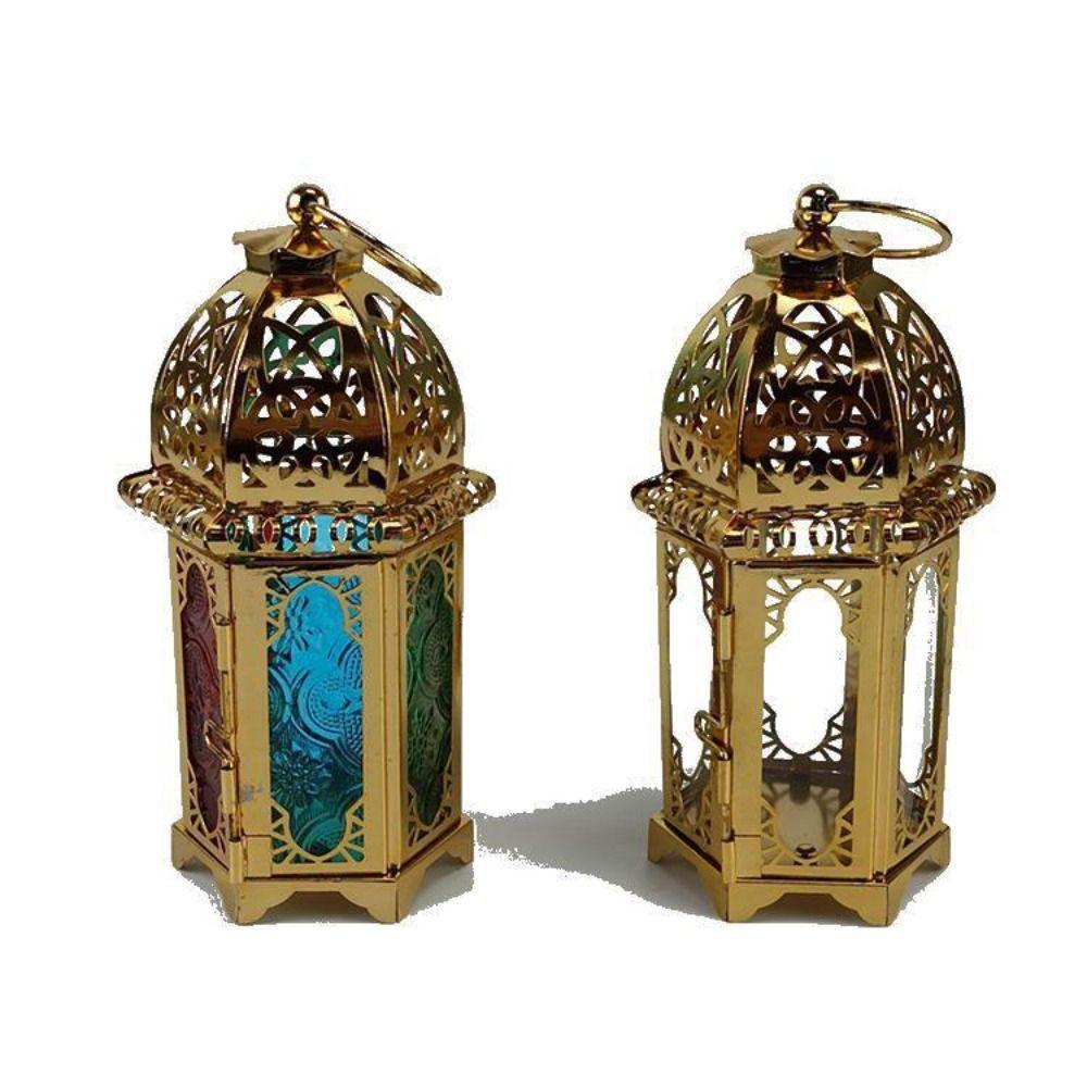 Colorful Candle Holder With Hanging Ring Lanterns Ornament Glass Wind Lantern  Dining Room
