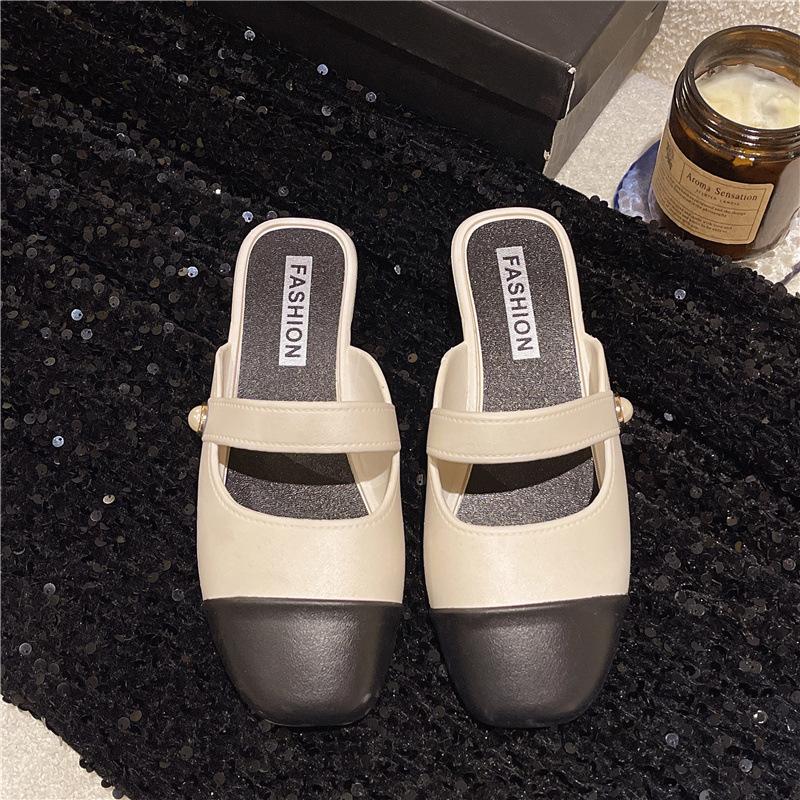 New Baotou Half Slippers Women's Spring and Summer Commuting Temperament Color Matching Cool Slippers