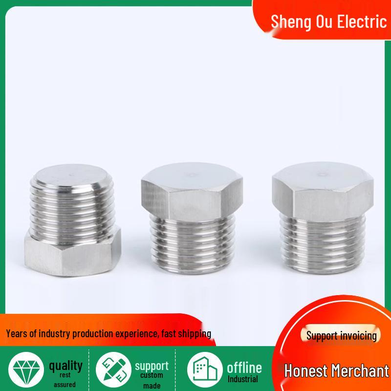 Stainless Steel 304 External Hex Plug for Oil/Pipe, Sizes: 1/2", 3/4", 1"