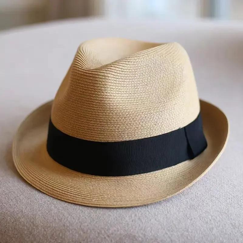 Unisex Foldable Straw Sun Hats Men Women Fashion Summer Sunscreen Beach Hat Retro Jazz Panama Cowboy Fedora Hat  sale