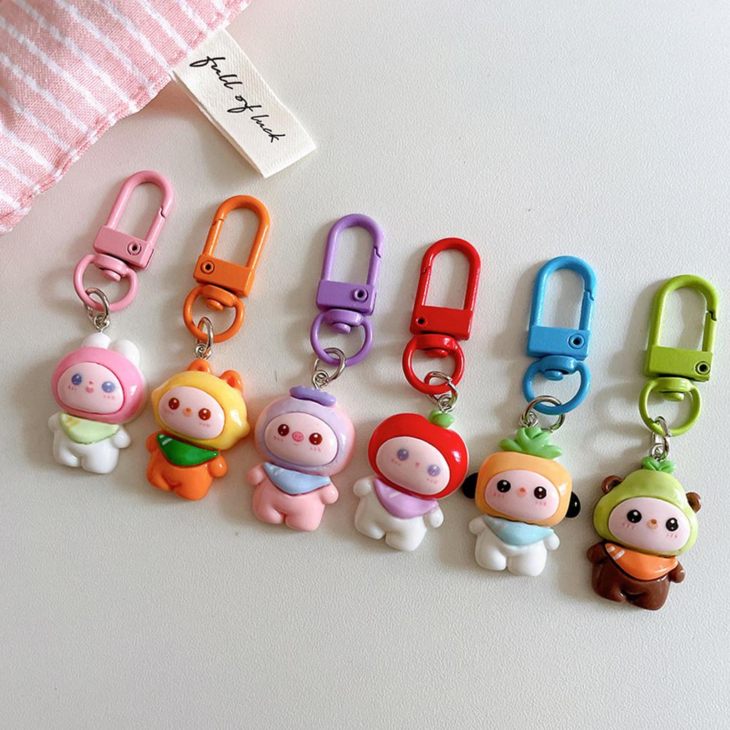 Cartoon Keychain Resin Fruit Baby Key Ring Bag Pendant Lightweight Key Holder Jewelry Accessories for Women Girls