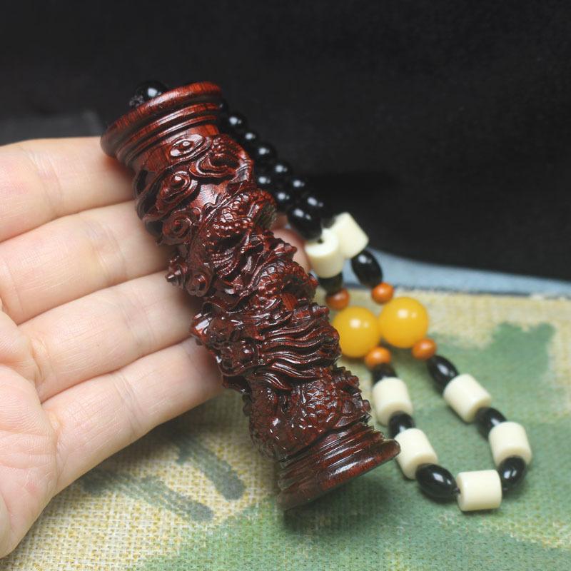 Sandalwood Dragon Pillar Hand Play Piece Car Interior Decoration Accessories