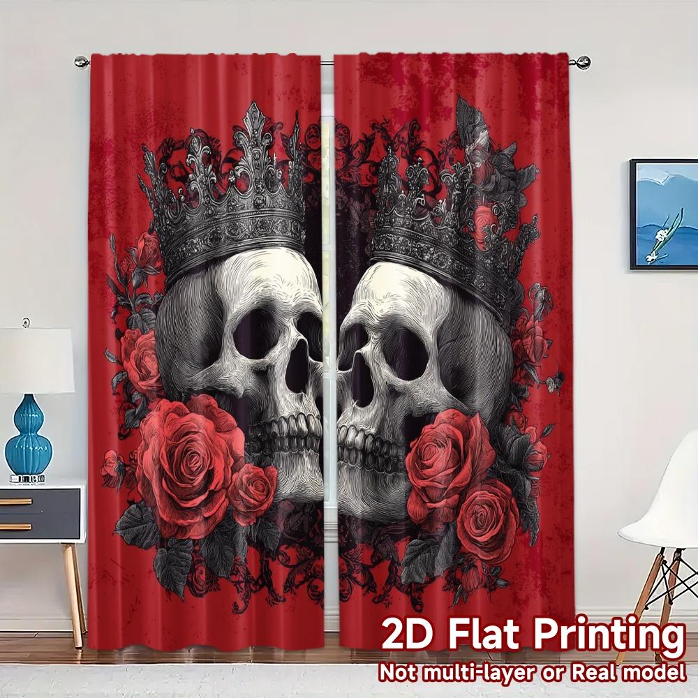 

2pcs 2D FLAT PRINTING Curtains (Without Rod) Royal Roses Modern Minimalist Curtains 100% Polyester Curtains Gifts Use for 100*130 HOOK 1pcs