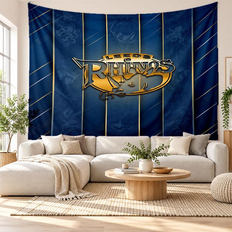 Arazzo da Parete Leeds Rhinos, Appeso a Parete in Tessuto Morbido, Sfondo Decorativo per Camera da Letto Arte da Parete per la Casa