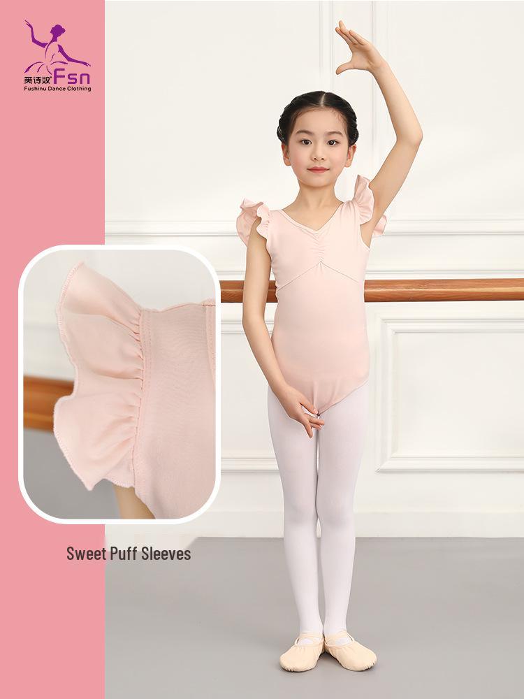Girl's Short Sleeve Ballet Dance Skirt - Summer One-Piece Training Outfit