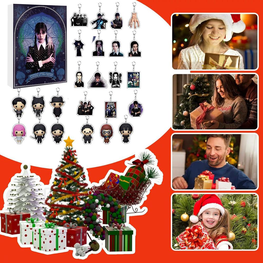 Adventní kalendář – 2D adventní kalendářová krabička, vánoční odpočítávací kalendář, 24denní vánoční adventní kalendář, vánoční stromek dekorace