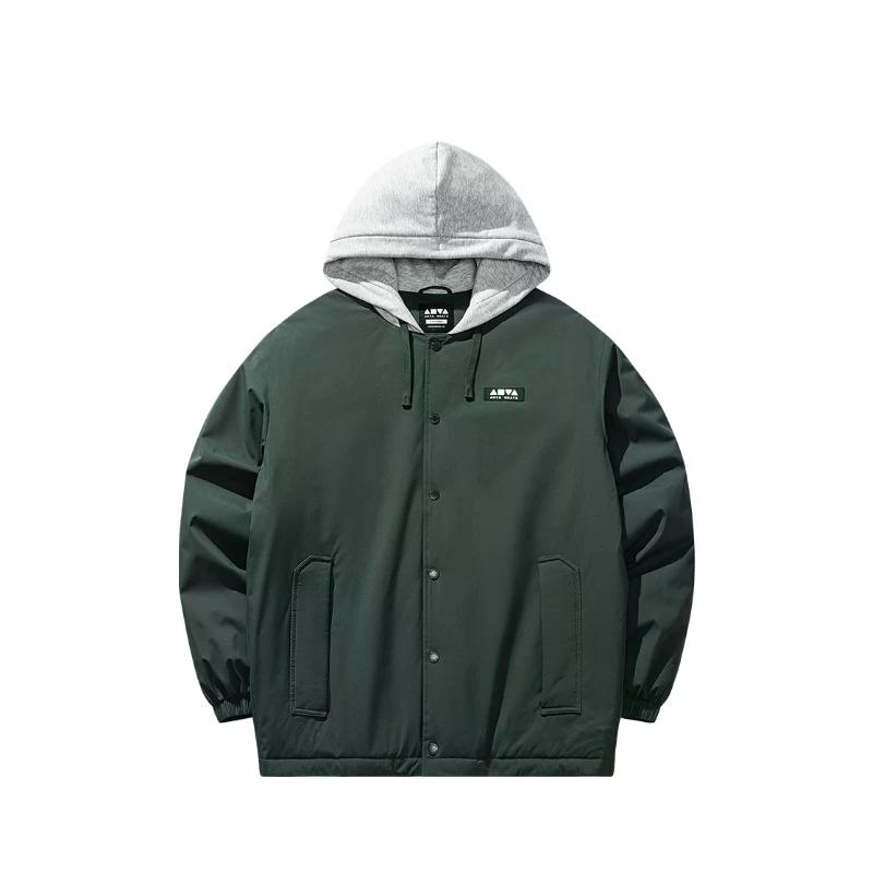 Anta Lifestyle Series Dark Green Unisex Faux Two-Piece Hooded Puffer Jacket 172548910-2 L