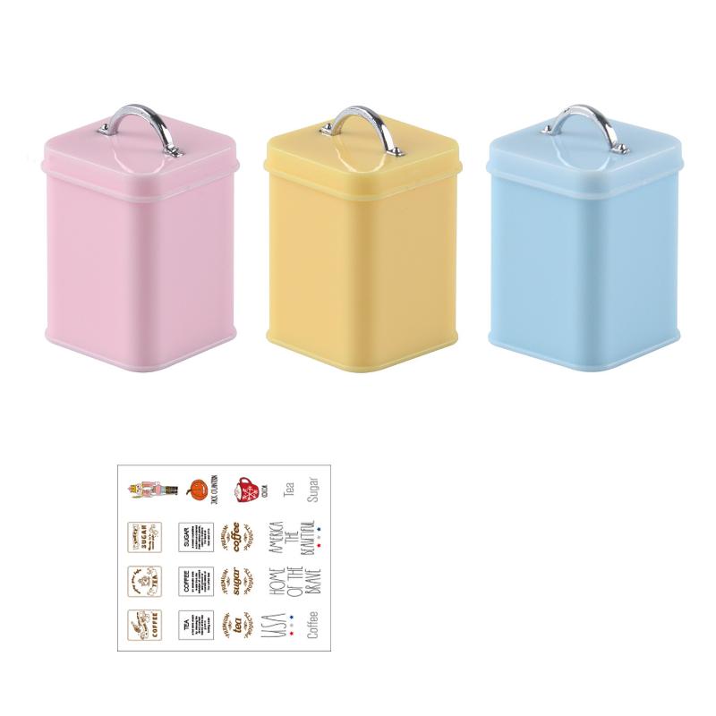 

3 шт. Мини Кухонный Контейнер для Хранения Квадратный Масштаб 1/6 Миниатюрный Кукольный Домик Жестяная Банка для Кофейных Зерен для Кукольных Аксессуаров Игрушка A4