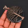 Handcrafted Huge Round Black Onyx Pendant, Artistic Tree of Life Copper Wire Wrap, Oversized Gemstone Necklace, Boho Chic Jewelry