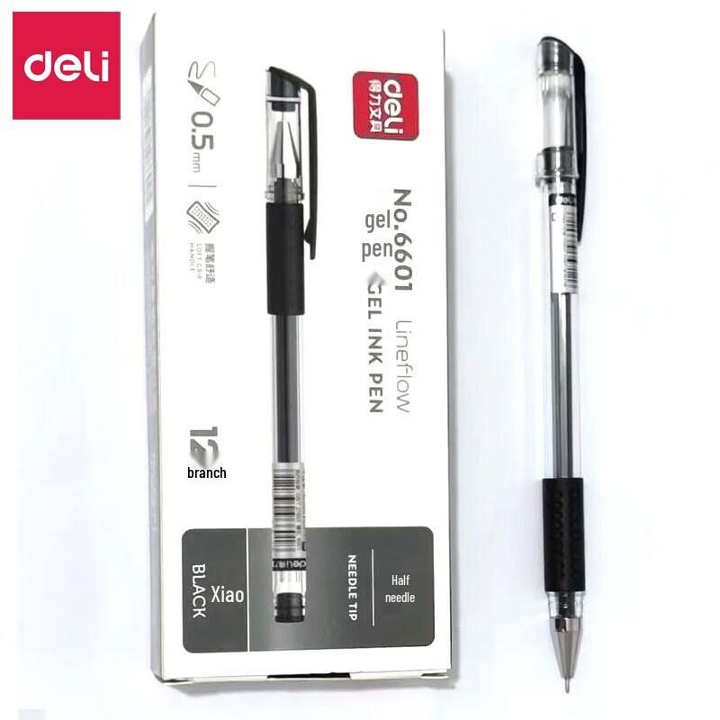 Deli 6601 0.5mm Needle Tip Black Gel Pen