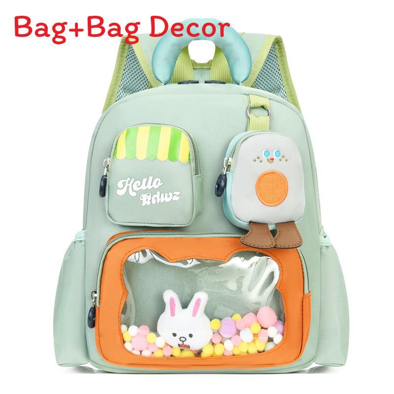 Letter Cartoon Toddler Outdoor Backpack With Arcshaped Straps Green