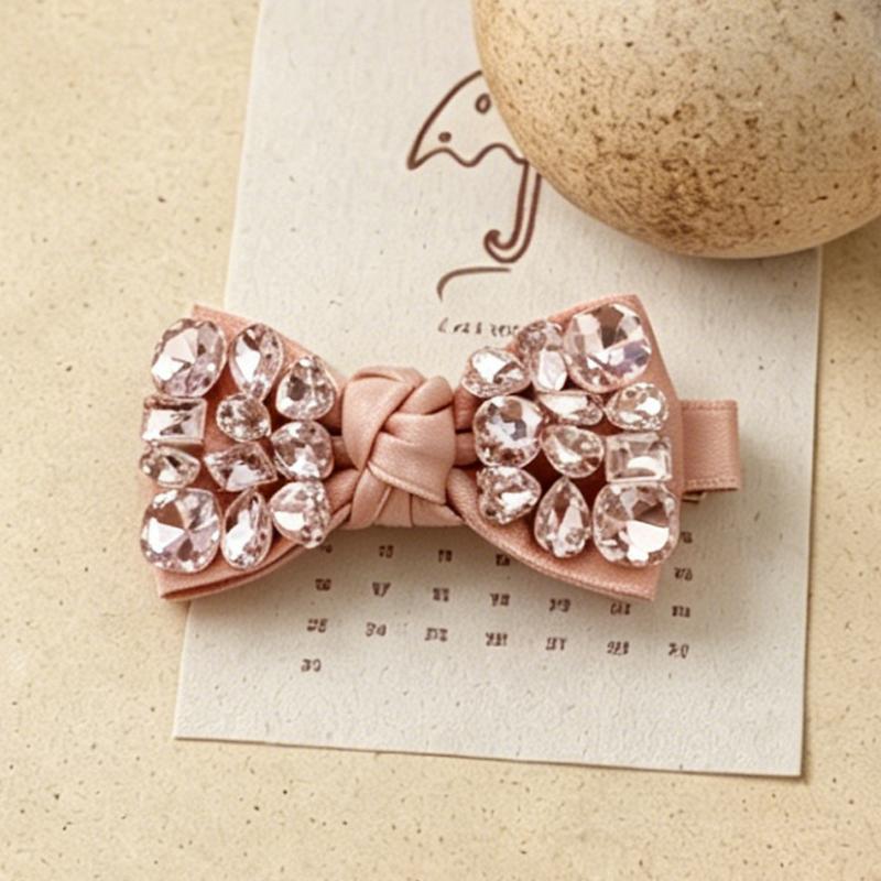 Crystal Bow Hair Clips Elegant Korean Style Rhinestone Decor Side Clips for Girls Wedding Bridal Hair Accessories