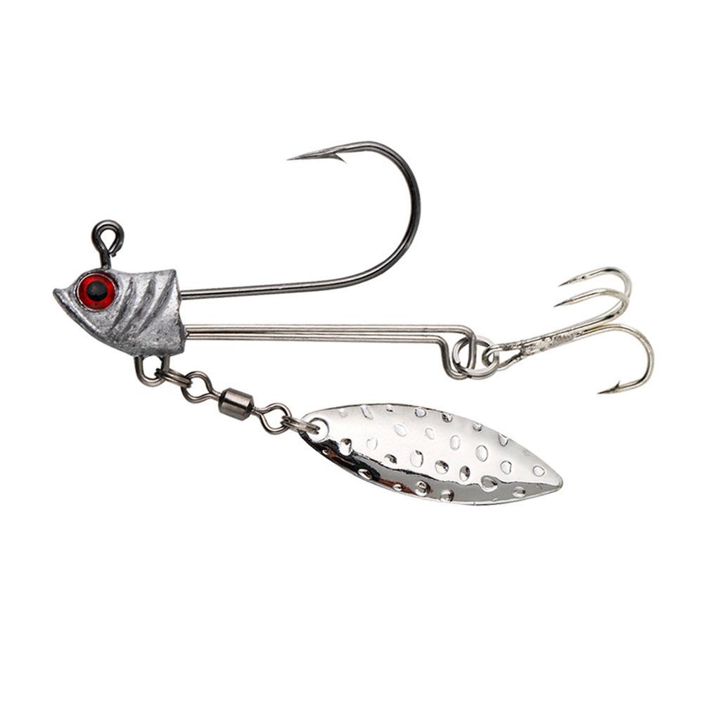 10 Stück Angelhaken mit Weidenblättern 7,2g/9,2g/16,4g 3D-Augen Köderhaken Jig-Kopfhaken Angelzubehör