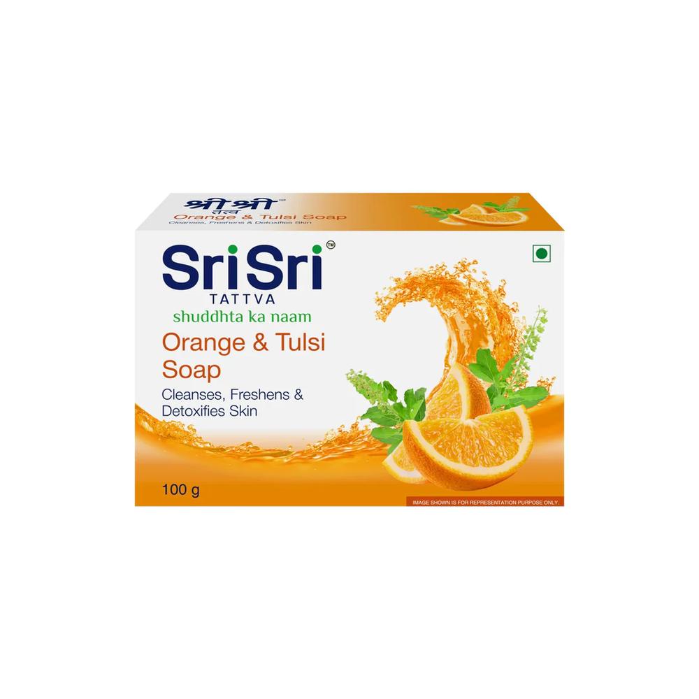 Sri Sri Tattva Orange & Tulsi Soap – Herbal Bathing Bar 100 g