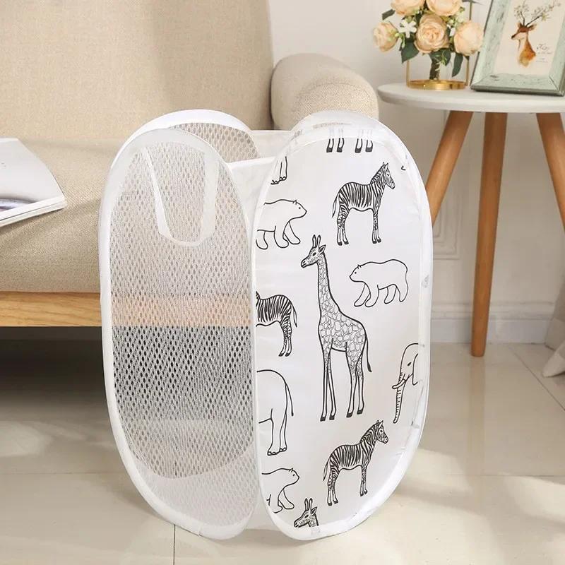 30x30CM Mesh Folding Laundry Organizer Basket Foldable Dirty Clothes Basket Bathroom Storage Bag Household Frame Bucket белый 899₽