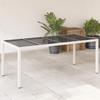 VidaXL Garden Table with Glass Top, Dining Table, Meal Table, Outdoor Patio Terrace Furniture, White 368129