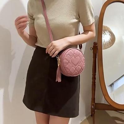 Moda Trend Love Broderie Rotund Mic Geantă de mână Doamnelor Umăr Genți Nou Mic Femeii Geantă Crossbody