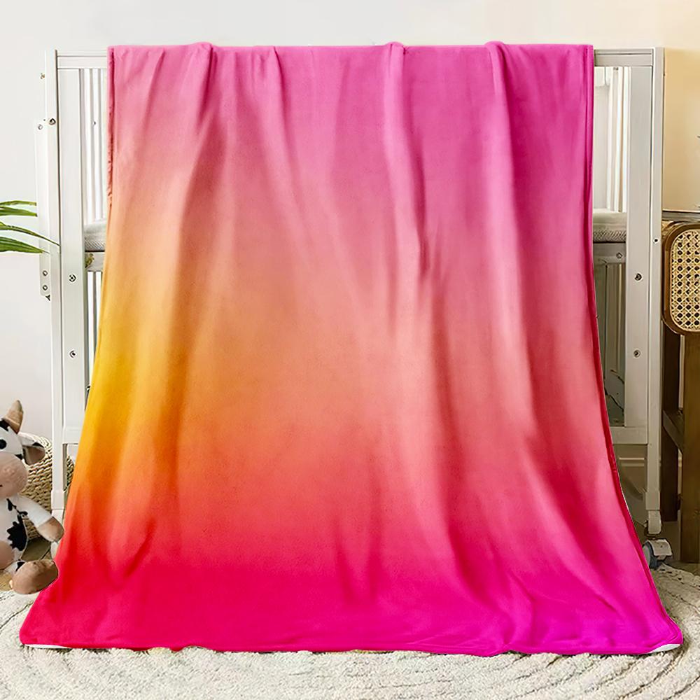Flannel Blanket Dopamine Gradient Soft Warm Thin Bed Sheet Sofa Cover Artificial Fur Plaid Blanket