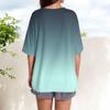 Modische Farb-T-Shirts für Damen Sommer Kurzarm-Tops Lockerer Schalkragen Blusen-Tops