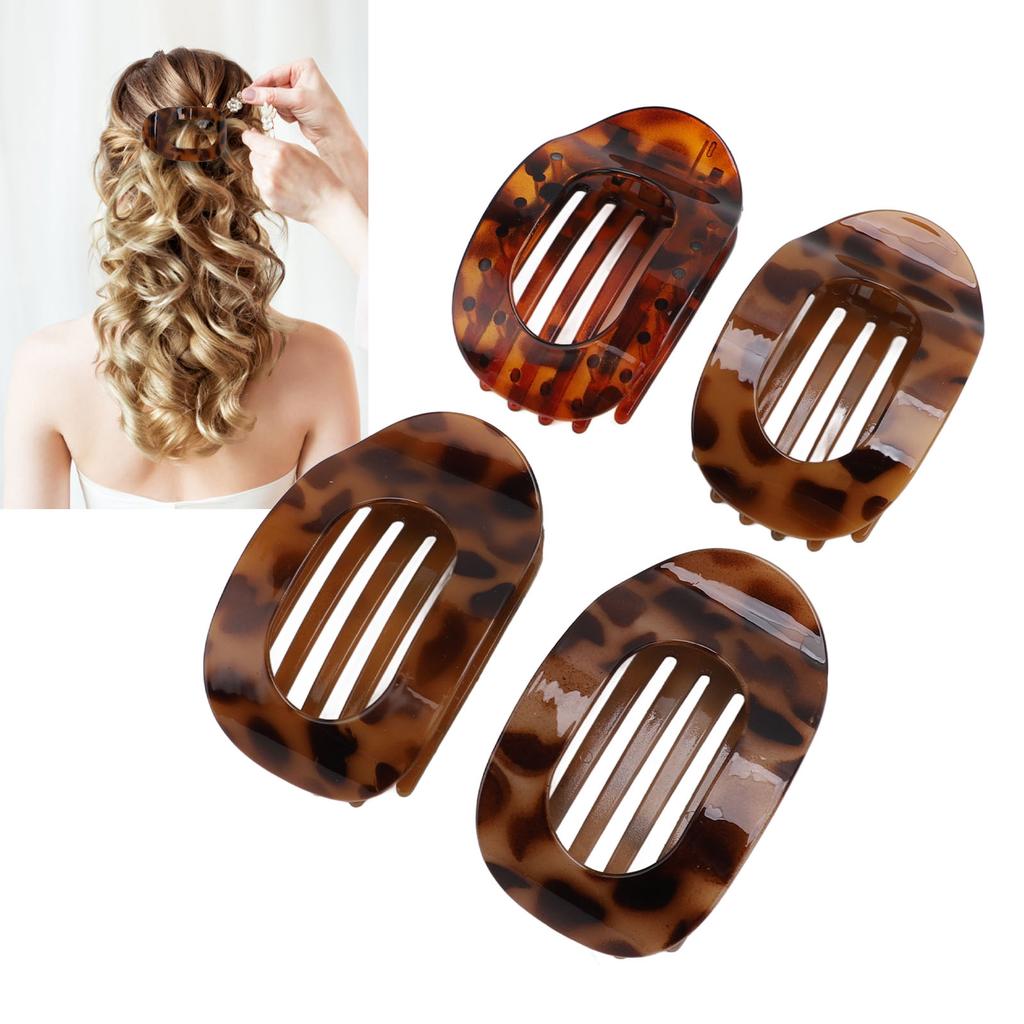 4Pcs Flat Hair Clips for Thin Thick Hair Women Girls Plastic Curved Round Lay Down Claw Clip