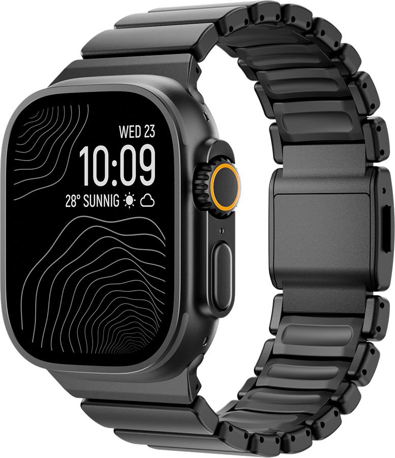 Titanium Fluoroelastomer Rubber Band for Apple Watch Ultra 3 2 49mm Series 11 10 46mm Strap for Iwatch 9 8 7 6 5 SE 3 44mm 45mm