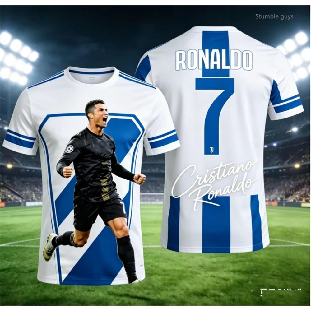 Summer Men Ronaldo 7 T-shirt Football Sportswear Short Sleeve Fashion