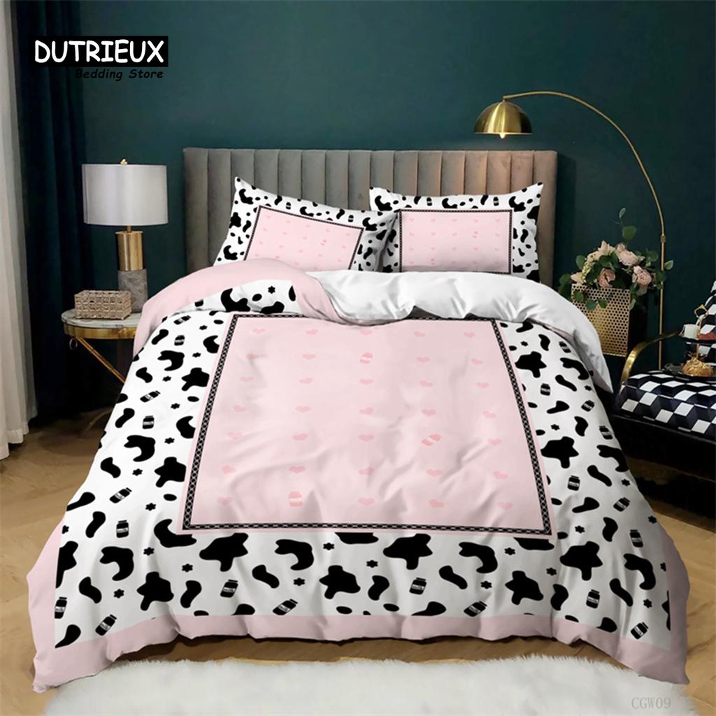 Luxury Leopard Print Bedding Set King Queen Size Microfiber Geometric Stripe 3D Print Duvet Cover With Pillowcases Bedroom Decor