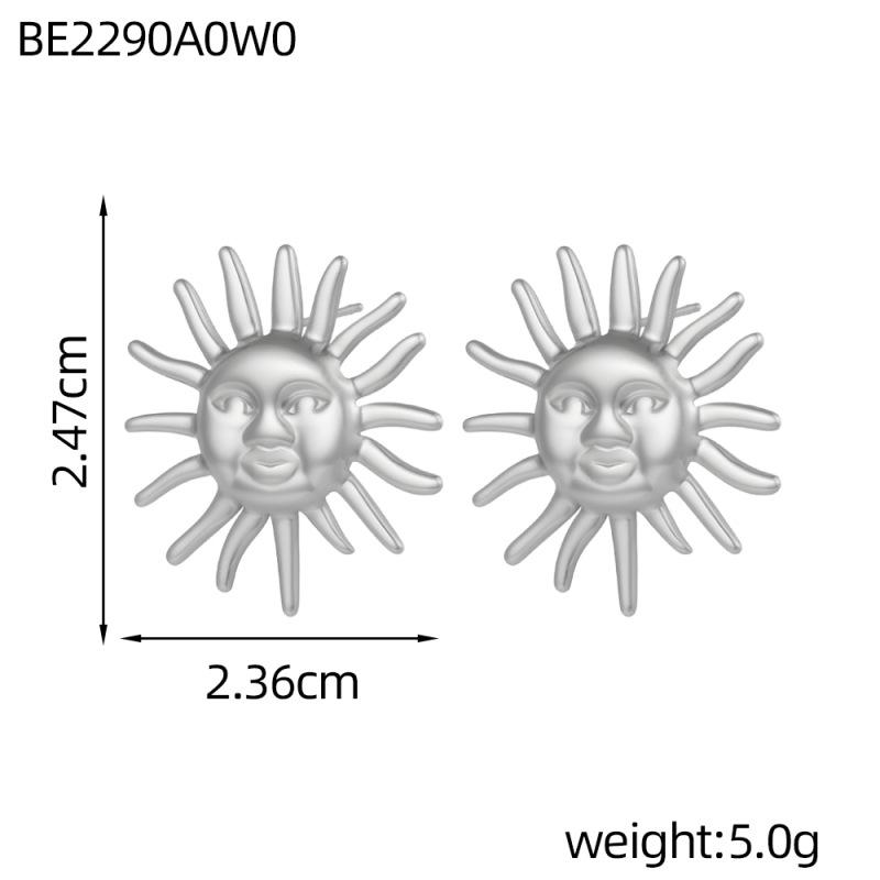 INSSGG Haute Couture Vintage Sun God Pendant Earrings – Tribal Textured Heart Exaggerated Luxury Style