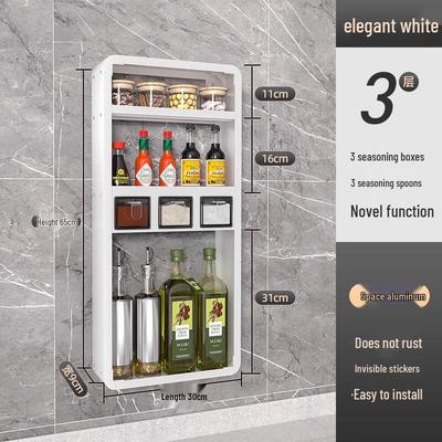 3-Tier Space Aluminum Wall-Mounted Kitchen Storage Rack