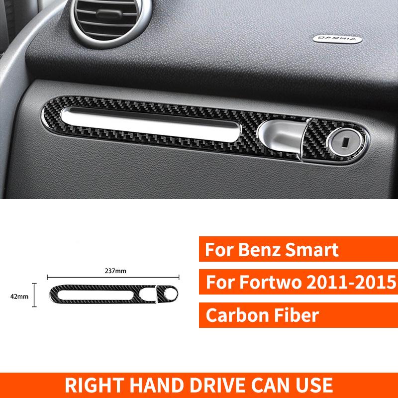 For Benz Smart 451 Coupe 2011 2012 2013 2014 2015 Glove Box Handle Panel Trim Real Carbon Fiber Sticker Car Interior Accessories