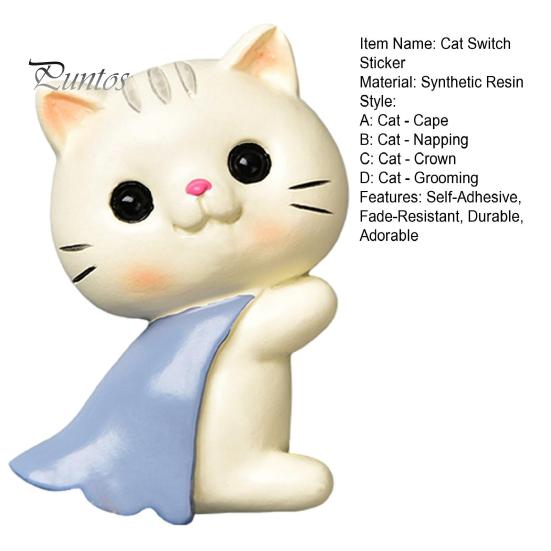 Home Atmosphere Decoration Cute Cat Light Switch Sticker, Adorable Kitten Wall Self?Adhesive Socket Panel Easy Install Patch Cover Decor,