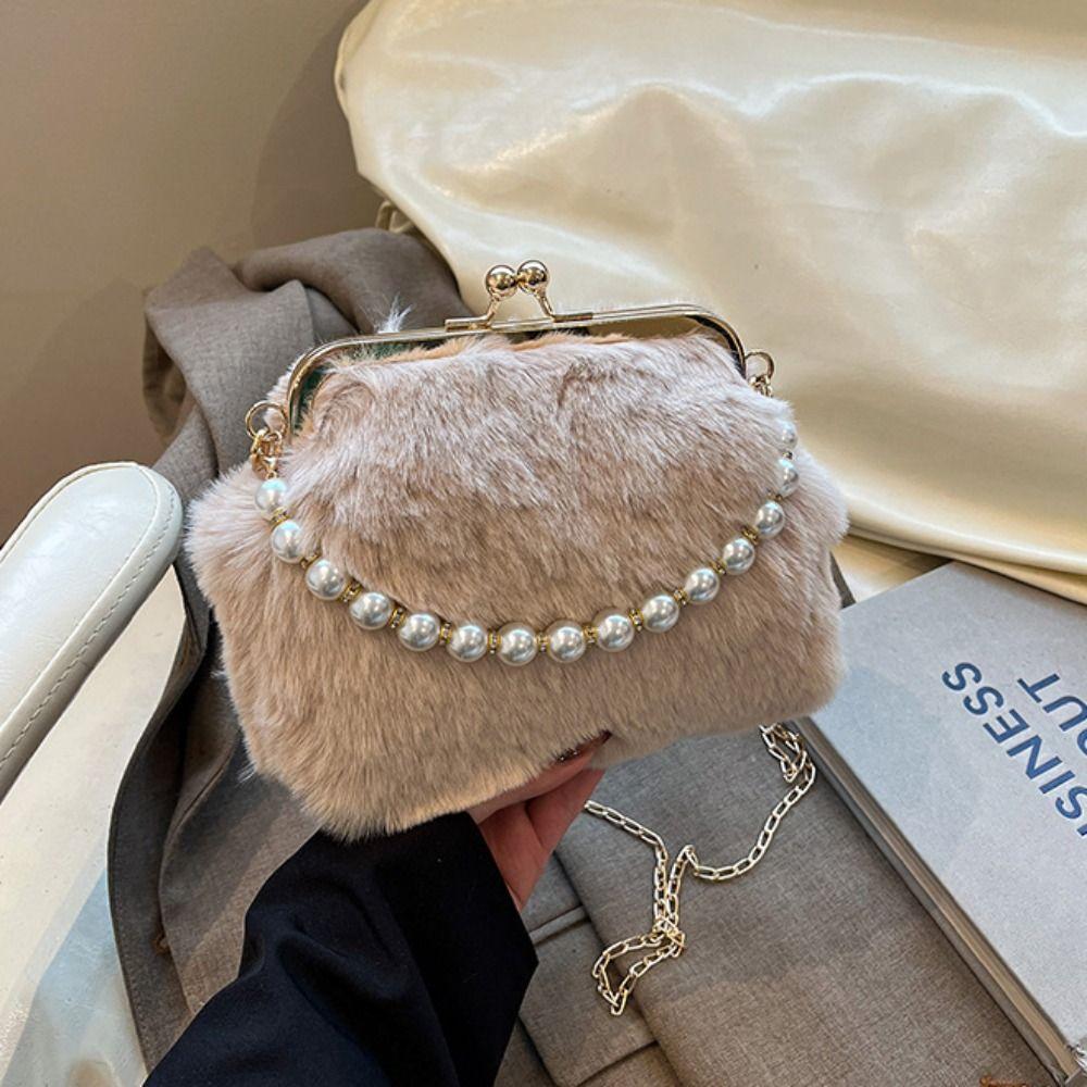 Sac de Soirée Perle Pochette Fermoir Baiser Sac Bandoulière Coquillage Tendance Fête