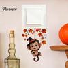 Creative Wall Ornaments Cute Hanging Monkey Switch Sticker for Christmas/Halloween Decor, Self-Adhesive Light Sticker, Removable PVC Halloween Socket