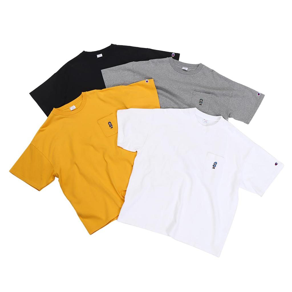 Short Round Graphic Short Sleeve Pocket Oxford Gray [Champion] T-Shirt, Sleeve, Neck, 100% Cotton, Embroidery, Print, T-Shirt, Men's Casual, C3-Z327,