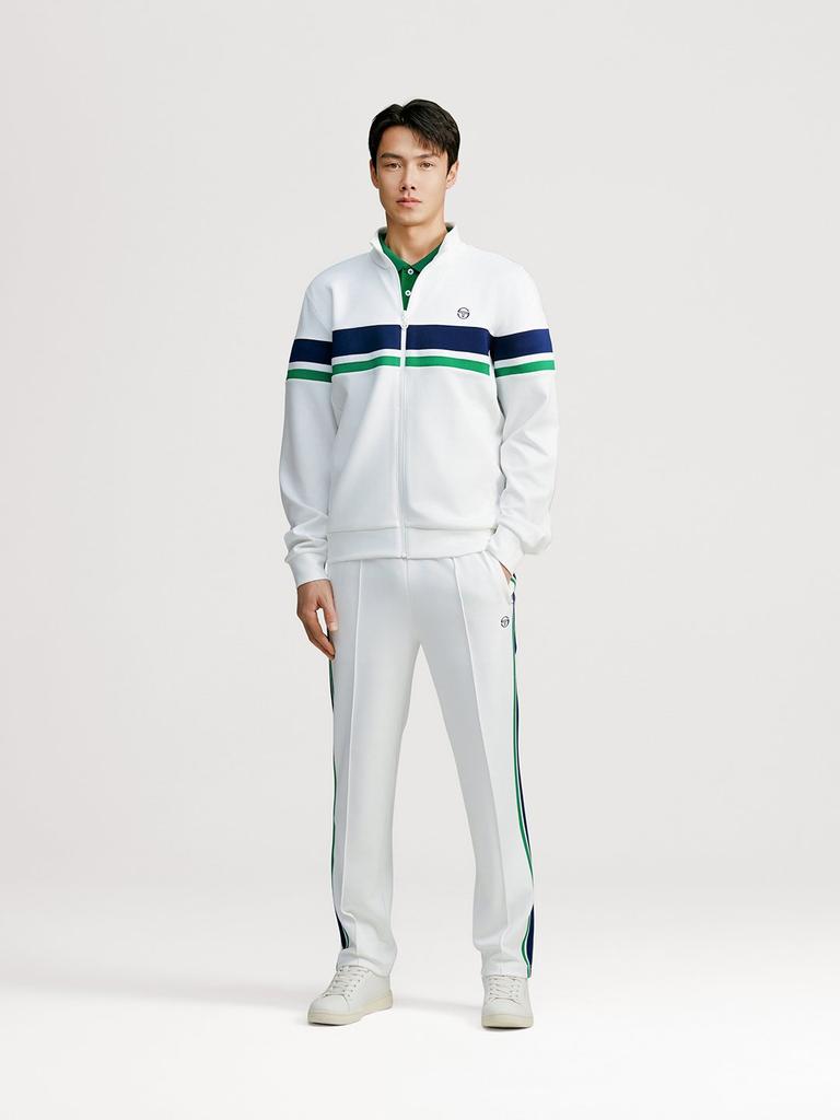 Sergio Tacchini M Ziege Colorblock Trainingsanzug mit Reißverschluss (Weiß)