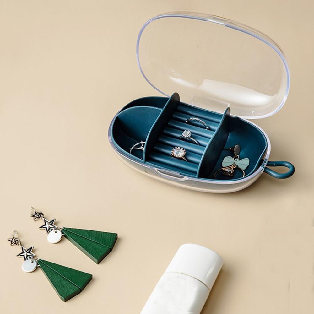 

Transparent Portable Silicone Jewelry Packaging Plastic Mini storage box Travel Jewelry Box beige