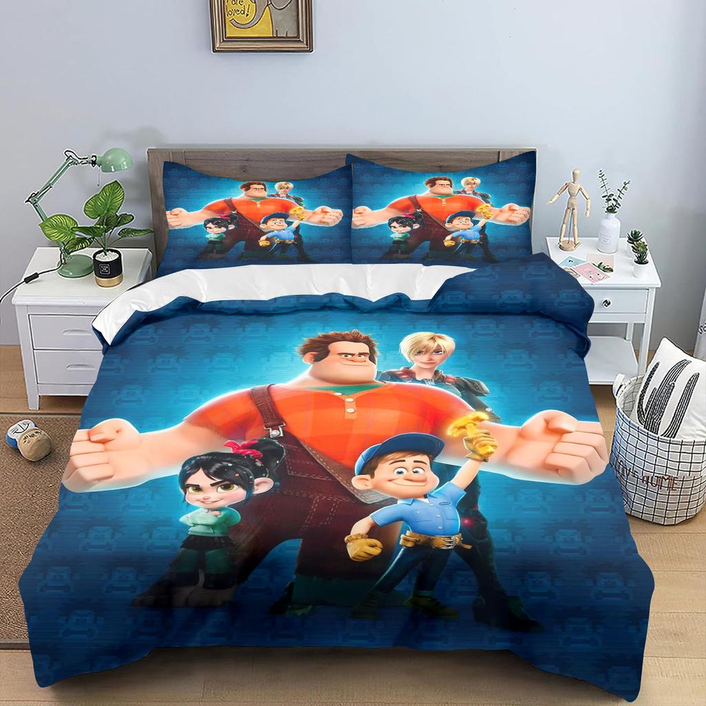 Wreck-It Ralph Bettwäsche-Set für Kinder King Size Luxusbezug 100% Polyester 3-teilig Weihnachtsgeschenke Heimdekoration