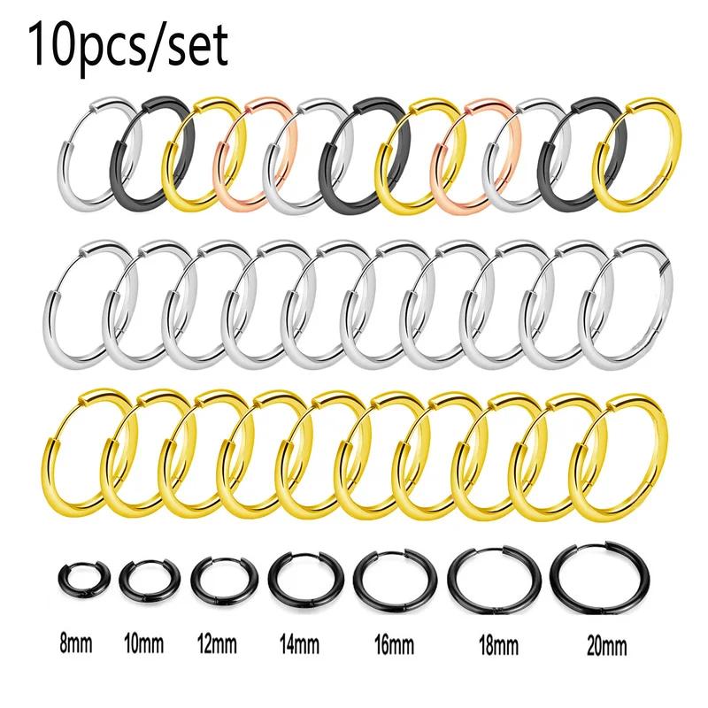 10/20 Stück Minimalistische 316L Edelstahl Kleine Creolen Ohrringe für Damen Herren Klassische Runde Ohrringe Modischer Ohrpiercing Schmuck