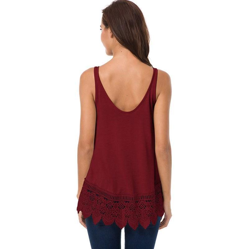 Elegant Women Solid Off Shoulder Sleeveless Lace Patchwork Blouse Shirt Tops Vest Loose For Casual Outings