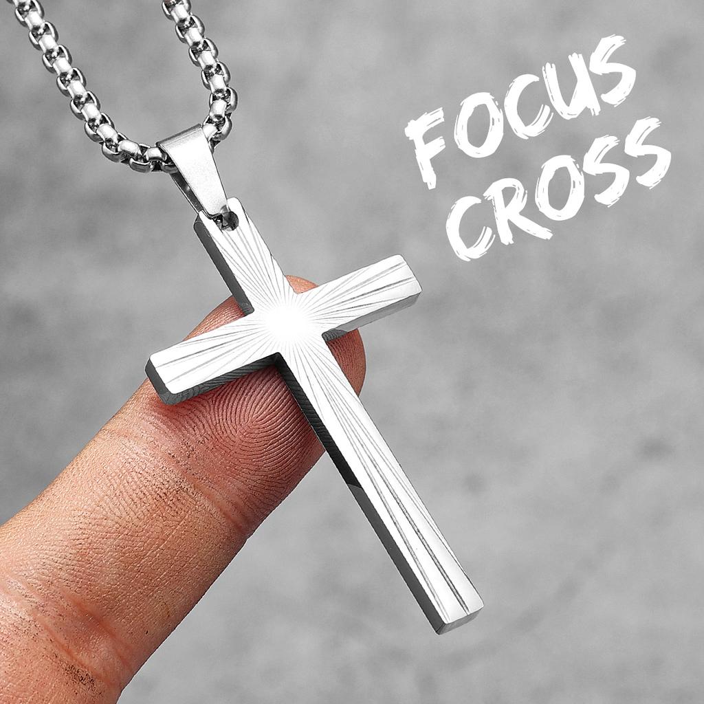 Refract Light Cross Stainless Steel Men Women Necklaces Pendants Chain Amulet Punk Trendy Jewelry Creativity Gift Wholesale