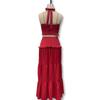 European & American Style Women's V-Neck Halter Camisole and Ruffle Skirt Set