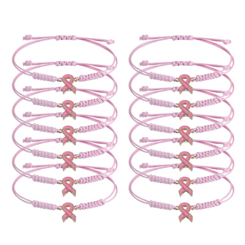 Artistic Pink Ribbon Wristband for Health Advocacy Soft Handcrafted Party Favors with Charitable Contribution